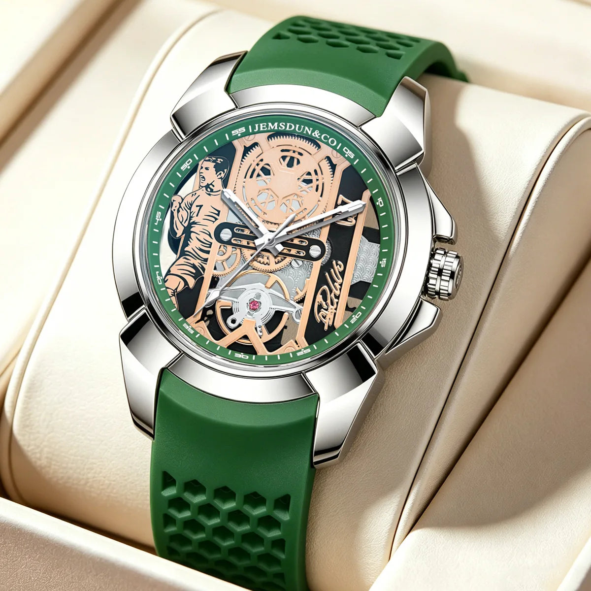 Fashion Quartz Wristwatch – 40-44mm, Silicone Band, 3-Bar Water Resistant
