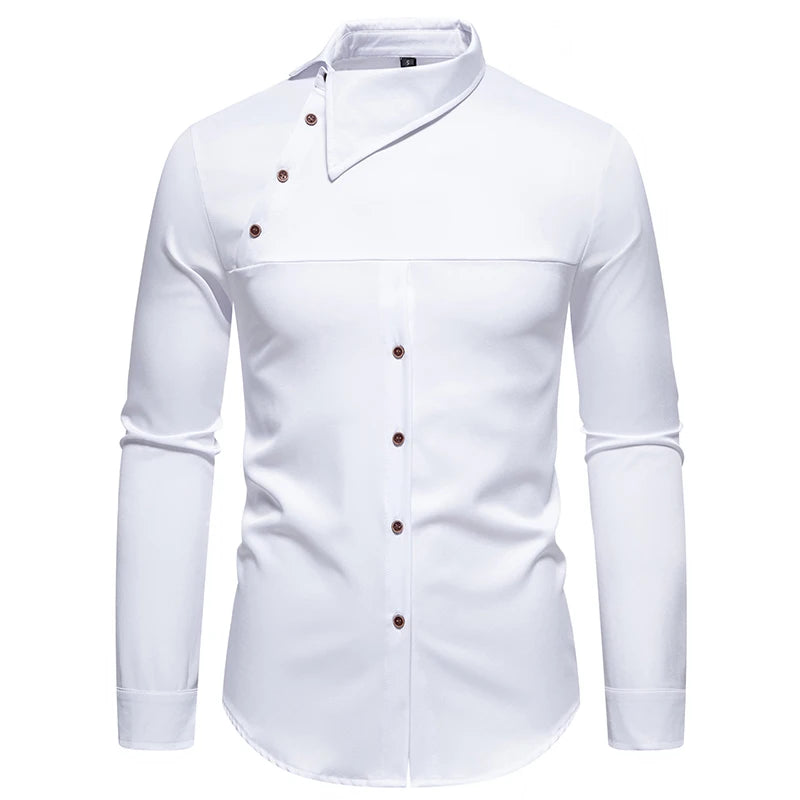 JUSTBREAKIT Men's Casual Long Sleeve Shirt – Single Breasted, Stretch Polyester