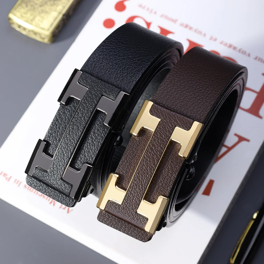 Men's Fashion Letter Pattern PU Belt – 3.4" Width