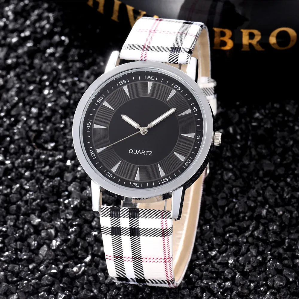 JBAILI Women's Fashion Quartz Watch – Luxury Metal Dial, Leather Band
