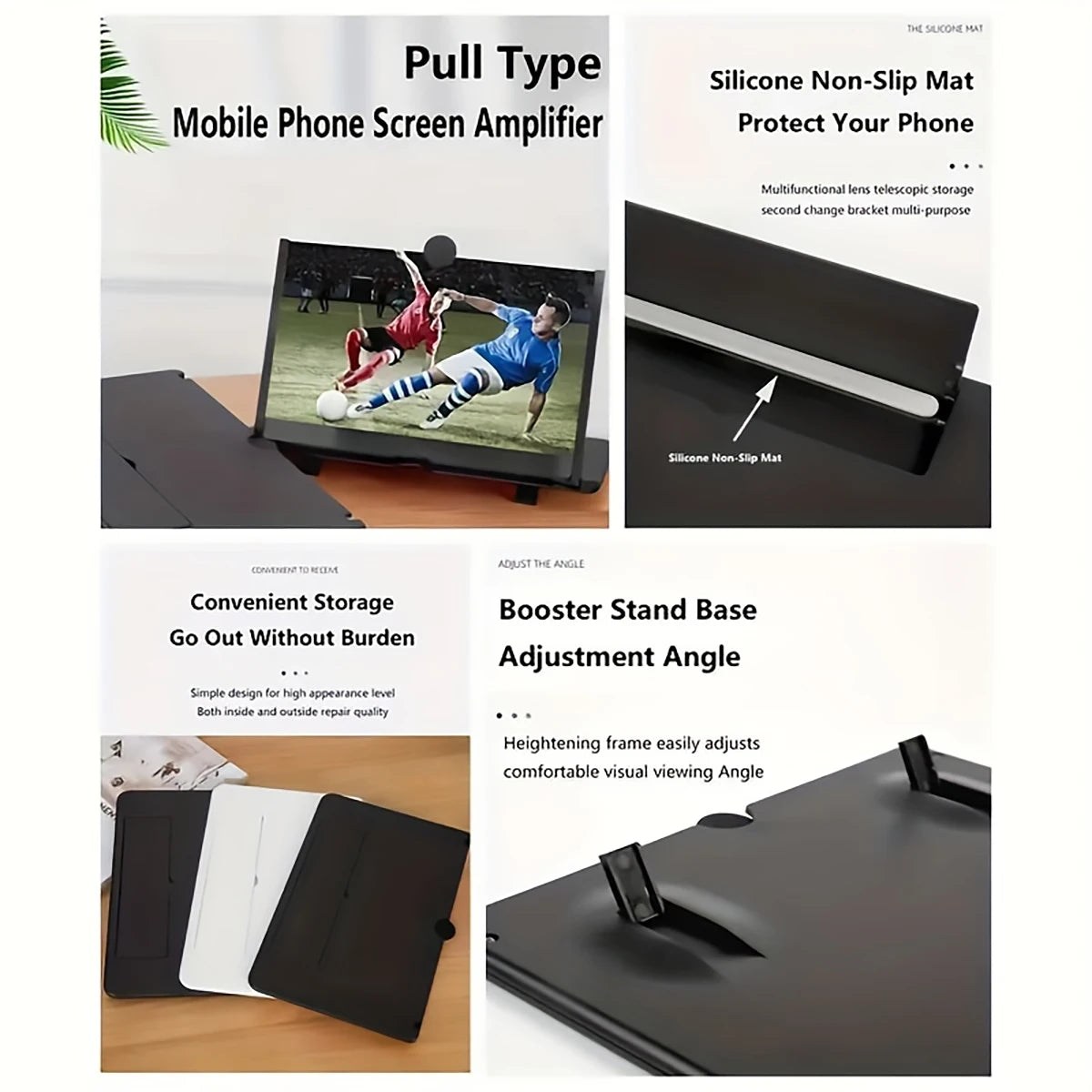 Portable Phone Screen Magnifier Desk Holder – Super HD Projection, No Charger Needed