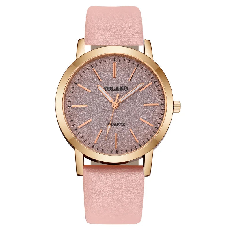 Women's Fashion Quartz Watch – 38mm Numberless Dial, Leather Band