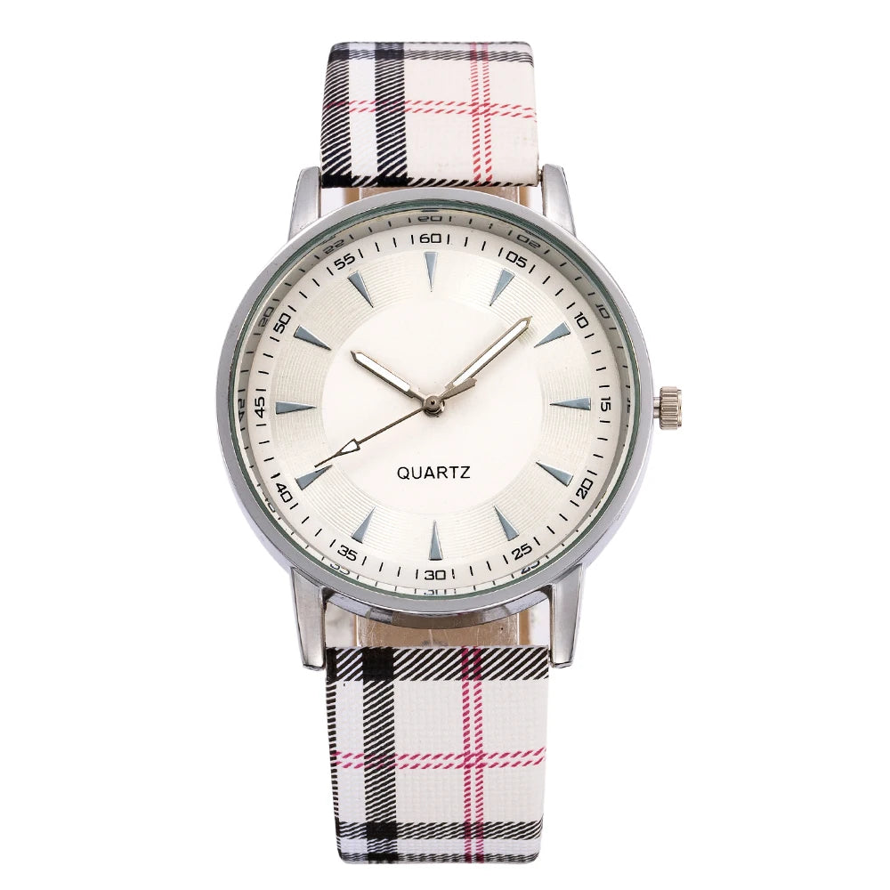 JBAILI Women's Fashion Quartz Watch – Luxury Metal Dial, Leather Band