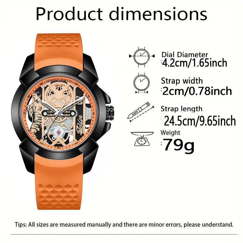 Fashion Quartz Wristwatch – 40-44mm, Silicone Band, 3-Bar Water Resistant