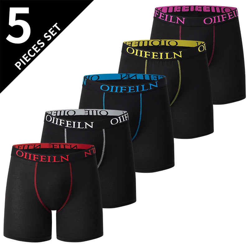 Men's Solid Polyester Boxer Shorts 5-Pack – Knit, Sizes S–3XL