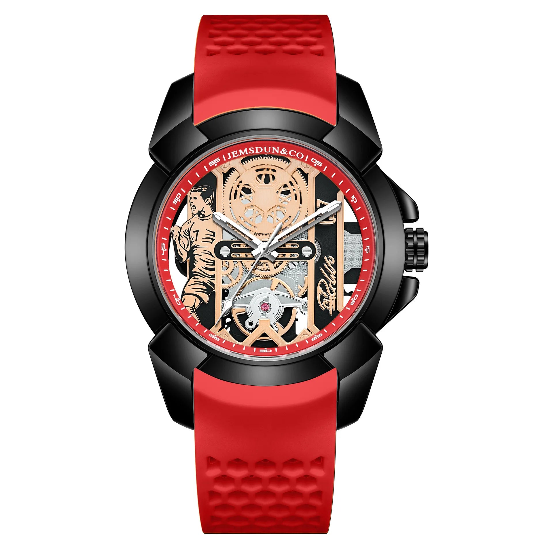 Fashion Quartz Wristwatch – 40-44mm, Silicone Band, 3-Bar Water Resistant
