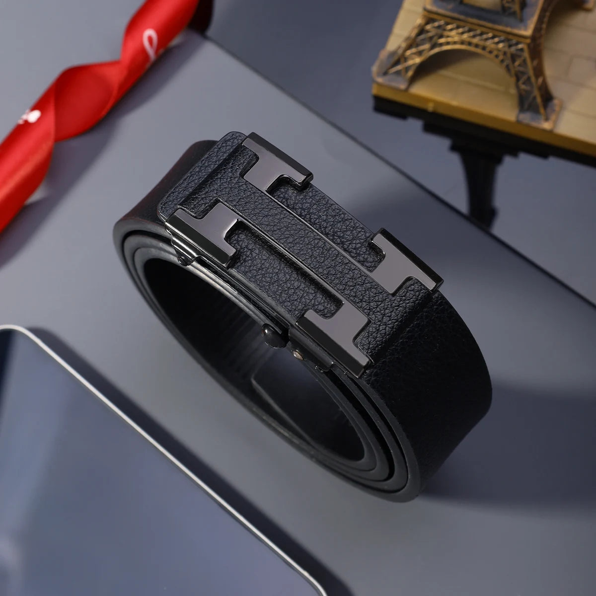 Men's Fashion Letter Pattern PU Belt – 3.4" Width