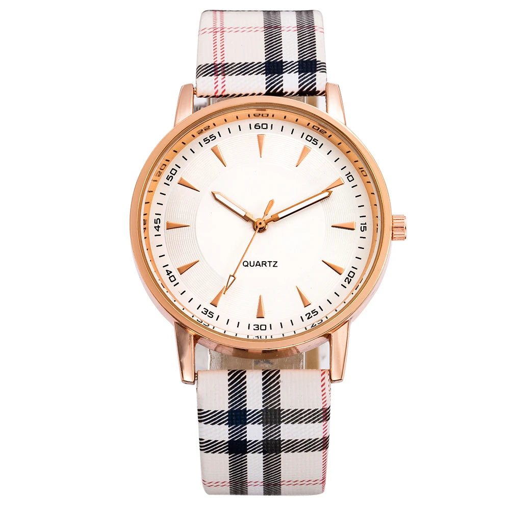 JBAILI Women's Fashion Quartz Watch – Luxury Metal Dial, Leather Band