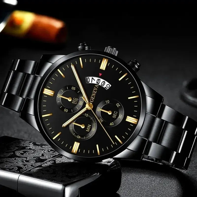 GAIETY Fashion Quartz Watch – 41mm Numberless Dial, Alloy Bracelet, Calendar