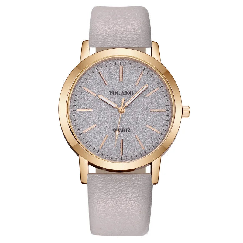 Women's Fashion Quartz Watch – 38mm Numberless Dial, Leather Band