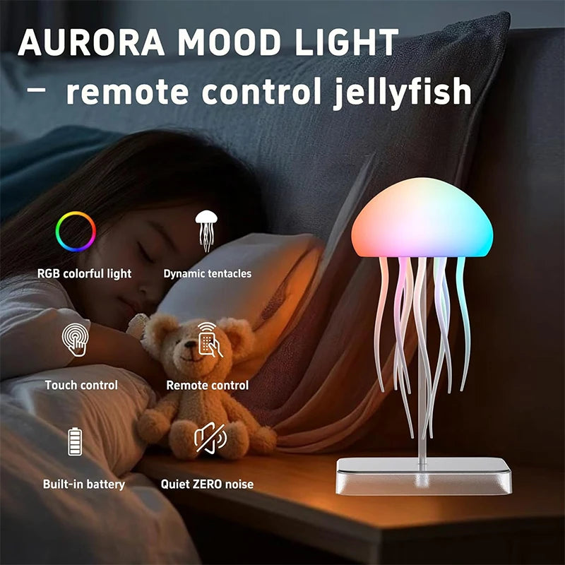 Remote Control LED Jellyfish Lamp – 9 Tentacles, Color-Gradient Glow, 2 Modes & Ultra-Long Battery