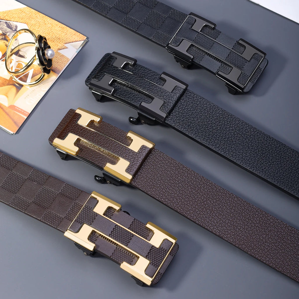 Men's Fashion Letter Pattern PU Belt – 3.4" Width