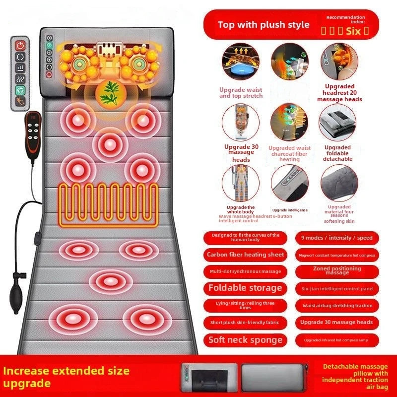 Full Body Electric Massage Mattress – Lumbar Traction, Vibration & Neck-to-Back Relief