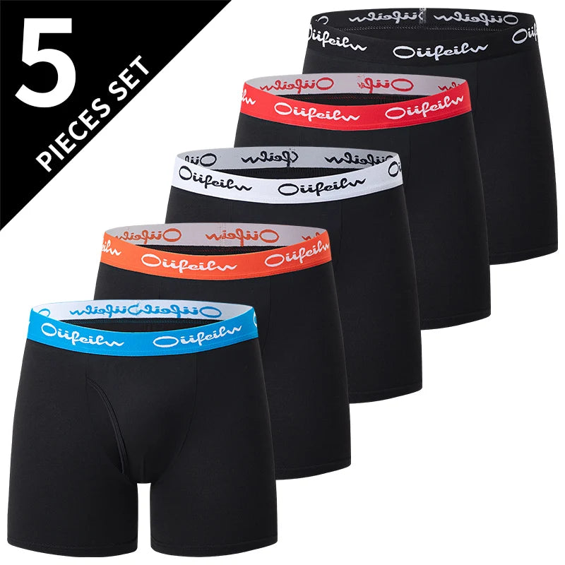 Men's Solid Polyester Boxer Shorts 5-Pack – Knit, Sizes S–3XL