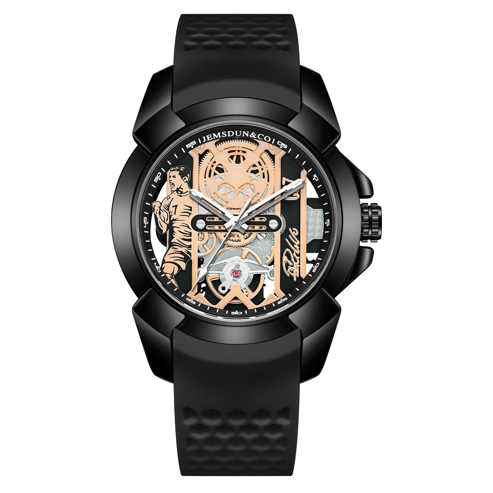 Fashion Quartz Wristwatch – 40-44mm, Silicone Band, 3-Bar Water Resistant