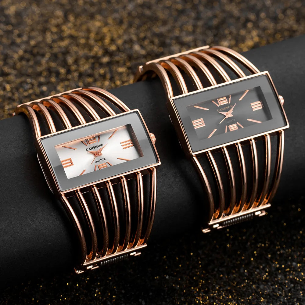 JBAILI Women's Luxury Bangle Bracelet Watch – Rectangle Dial, Stainless Steel