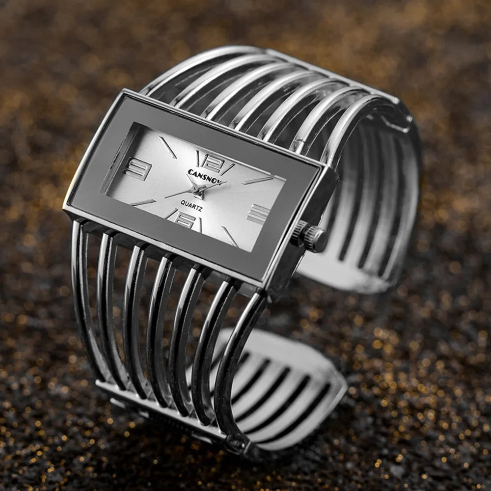 JBAILI Women's Luxury Bangle Bracelet Watch – Rectangle Dial, Stainless Steel